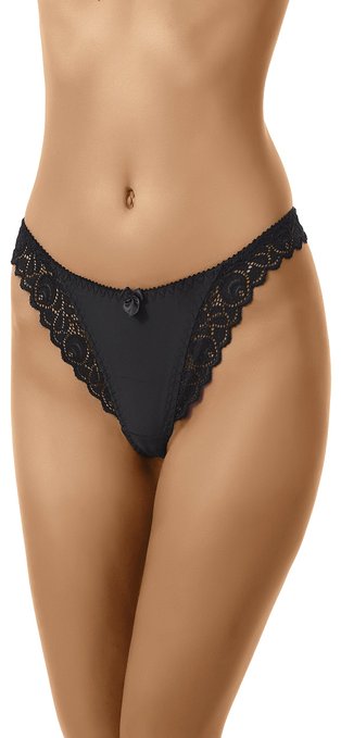 Wolbar String Per Donna WB31 - Perizoma In Tulle Ricamato Con Fiocco, Nero, Taglia L - 5